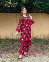 Maroon Floral 2 PC PRINTED